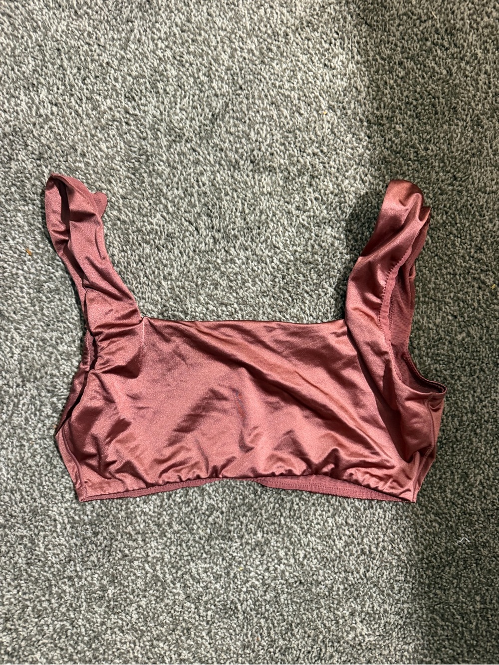 Satin Square Neck Crop Top in Rose Brown